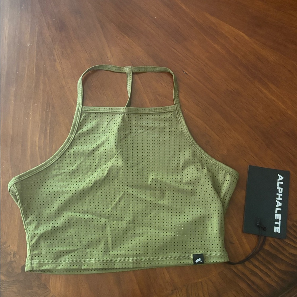 Alphalete Sage Green Halter Crop Top